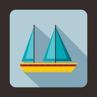 Sailing boat icon, flat style vector