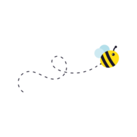 bi flygande väg. en bi flygande i en prickad linje de flyg väg av en bi till honung. png