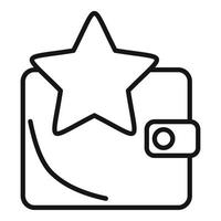 icono de billetera de cuero estrella, estilo de esquema vector