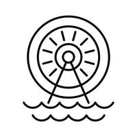 Water energy wheel icon, outline style vector