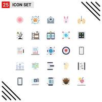 25 User Interface Flat Color Pack of modern Signs and Symbols of biology rabbit product cycle easter mail Editable Vector Design Elements