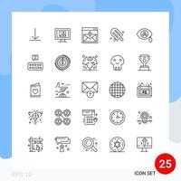 conjunto de 25 iconos modernos de la interfaz de usuario símbolos signos para la mutación zombi contáctenos usa crema elementos de diseño vectorial editables vector