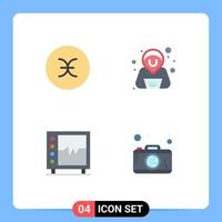 Universal Icon Symbols Group of 4 Modern Flat Icons of pisces heart symbols security medicine Editable Vector Design Elements