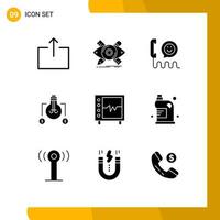 9 Universal Solid Glyphs Set for Web and Mobile Applications beat solution call idea phone Editable Vector Design Elements