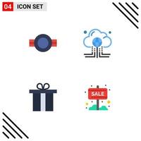 paquete de iconos planos de 4 símbolos universales de elementos de diseño vectorial editables de regalo de computación simple de Internet de grado vector