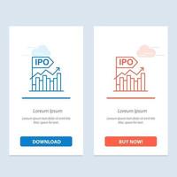 Ipo Business Initial Modern Offer Public  Blue and Red Download and Buy Now web Widget Card Template vector