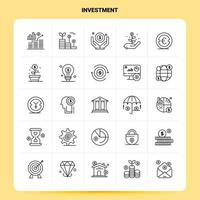 OutLine 25 Investment Icon set Vector Line Style Design Black Icons Set Linear pictogram pack Web and Mobile Business ideas design Vector Illustration