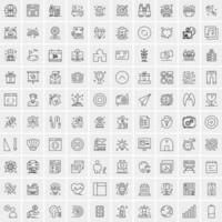 paquete de 100 iconos de líneas universales para móviles y web vector