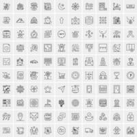 paquete de 100 iconos de líneas universales para móviles y web vector