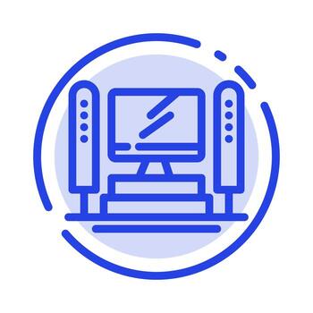 Computer Computing Server Cpu Blue Dotted Line Line Icon vector