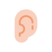icono de oreja. diseño de la línea del oído el concepto de problemas auditivos aislados en el fondo png