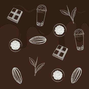 Chocolate print background design in line art design for food or beverage template design vector