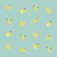 Fruits print pattern background in flat design with banana, orange, lime, and mango vector