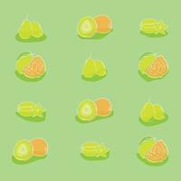 fondo de patrón de impresión de frutas en diseño verde plano vector