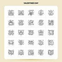 OutLine 25 Valentines Day Icon set Vector Line Style Design Black Icons Set Linear pictogram pack Web and Mobile Business ideas design Vector Illustration