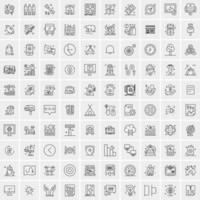 paquete de 100 iconos de líneas universales para móviles y web vector