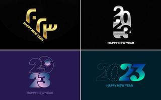 conjunto de diseño de logotipo 2023 feliz año nuevo. Plantilla de diseño de número 2023. decoración navideña 2023 símbolos de feliz año nuevo. diseño moderno de navidad para banner. red social. portada y calendario vector