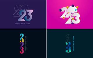 gran conjunto de diseño de texto del logo de feliz año nuevo 2023. Plantilla de diseño de número 2023. colección de símbolos de feliz año nuevo 2023 vector