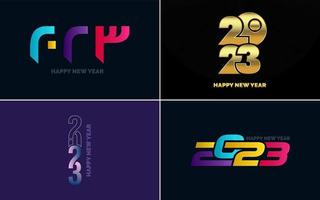 gran conjunto 2023 feliz año nuevo diseño de texto de logotipo negro. Plantilla de diseño de 20 23 números. colección de símbolos de 2023 feliz año nuevo vector