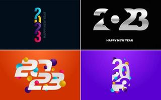 conjunto de diseño de logotipo 2023 feliz año nuevo. Plantilla de diseño de número 2023. decoración navideña 2023 símbolos de feliz año nuevo. diseño moderno de navidad para banner. red social. portada y calendario vector