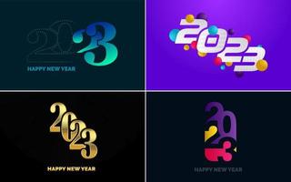 Happy New Year 2023 text design Pack. for Brochure design template. card. banner vector