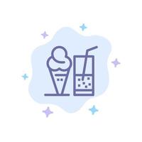 Drink Ice Cream Summer Juice Blue Icon on Abstract Cloud Background vector
