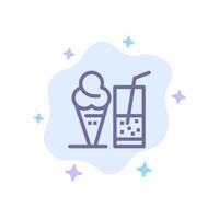 Drink Ice Cream Summer Juice Blue Icon on Abstract Cloud Background vector