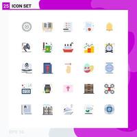 25 Universal Flat Color Signs Symbols of bell strategic online study report growth Editable Vector Design Elements