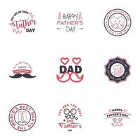 Set of Happy Fathers day elements 9 Black and Pink Vector illustration Editable Vector Design Elements