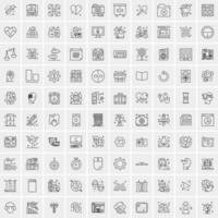 paquete de 100 iconos de líneas universales para móviles y web vector