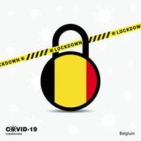 Belgium Lock DOwn Lock Coronavirus pandemic awareness Template COVID19 Lock Down Design vector