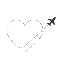 Airplane routes travel icon. Travel from start point and dotted line tracing. png