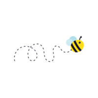 caminho de vôo de abelha. uma abelha voando em uma linha pontilhada o caminho de vôo de uma abelha para o mel. png