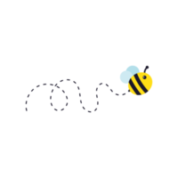 chemin de vol des abeilles. une abeille volant en pointillé la trajectoire de vol d'une abeille vers le miel. png