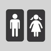 icono de signo básico simple pictogramas de baño masculino y femenino. iconos de wc, señales de puerta de baño. vector