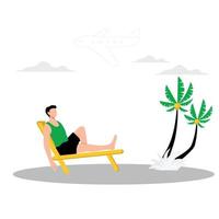 Man relaxing on beach chair vector