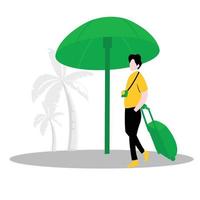 Man going on vacation trip vector