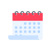 icona del calendario. un calendario rosso per ricordare gli appuntamenti e le feste importanti dell'anno. png