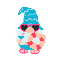 gnomos verano. los gnomos usan sombreros y gafas de sol para los viajes de verano a la playa. png