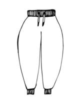 Warm pants vector sketch. Doodle woolies illustration. Clothing clip art for coloring books, stickers, greeting cards.