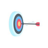 flechas atiradas no centro do alvo. conceito de definição de metas de negócios png