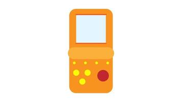 Old retro vintage hipster handheld game console with screen and buttons, tetris from 70s, 80s, 90s. Yellow icon. Vector illustration