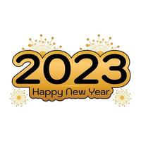 Happy New Year 2023 gold and black Vector Illustration