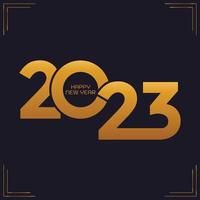 Happy New Year 2023 Gold typography logo Vector