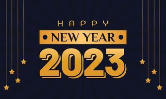Happy New Year 2023. Hanging golden star background vector