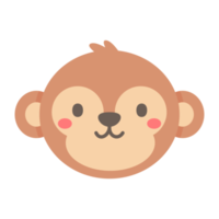 visage de singe de dessin animé animaux mignons pour les enfants png