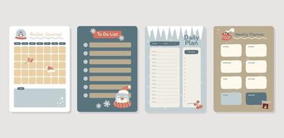 Winter Bullet Journal Template in Muted Colors vector