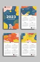 plantilla de calendario abstracto 2023 con concepto de color plano vector