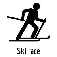icono de carrera de esquí, estilo simple. vector