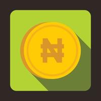 Coin Naira icon, flat style vector